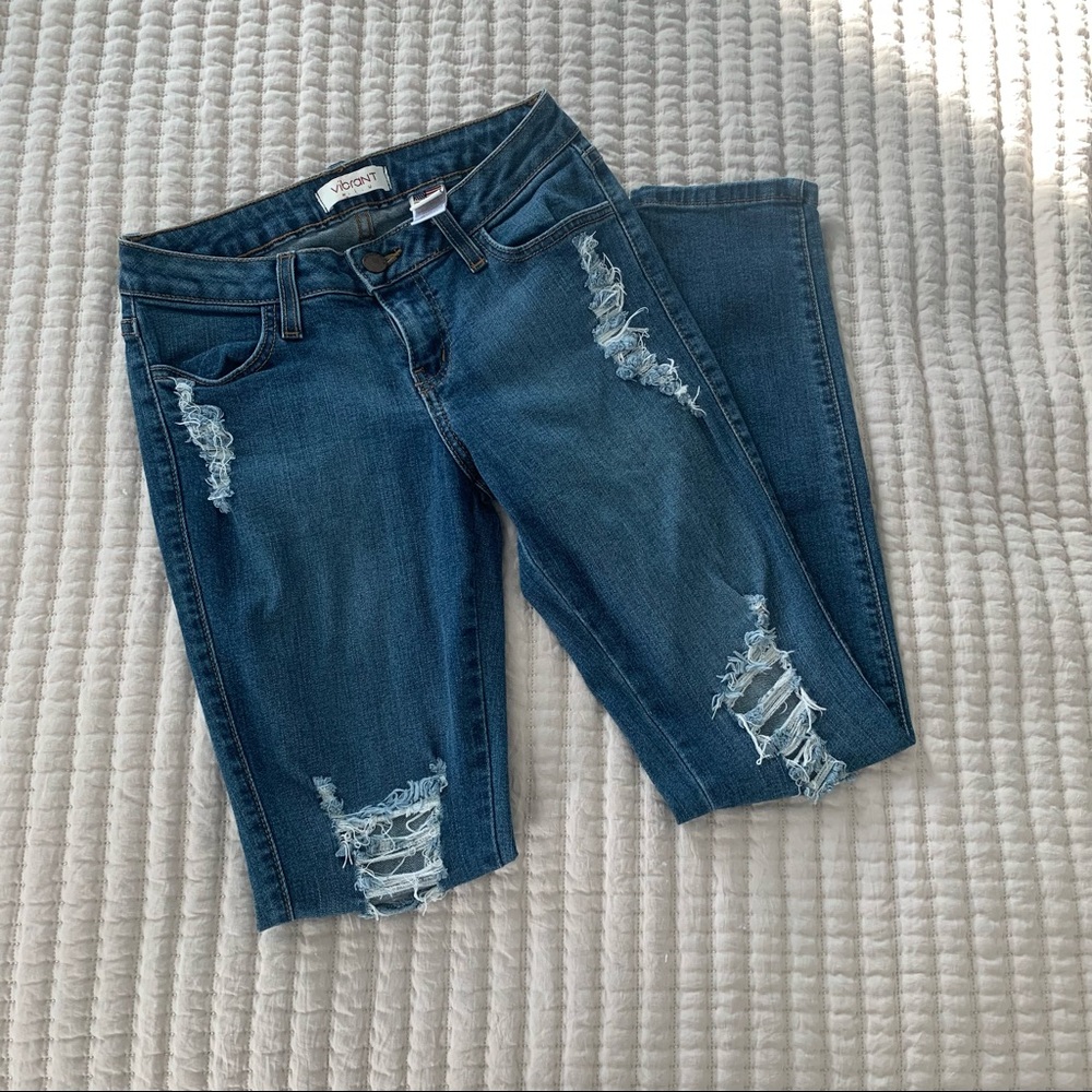 Vibrant MIU ripped skinny jeans!